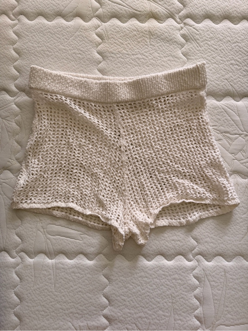 Abercrombie & Fitch Ivory Crochet Knit Shorts
